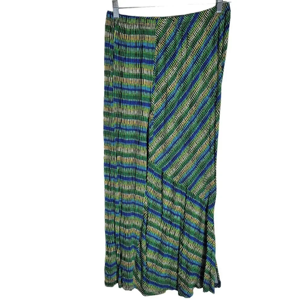 Kaktus Y2K Asymmetrical Midi Skirt Women's Size Largeโ Colorful Stretch USA Made